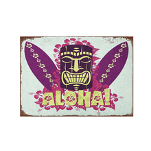 Tiki Hut-Placa de salón Vintage, letreros de estaño, placas de Metal decorativas para el hogar, Bar, garaje, pegatinas de pared Aloha, Póster Artístico 2024 - compra barato