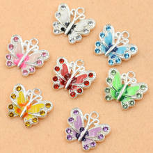 Mixed Silver Plated Enamel Crystal Butterfly Charms Pendants For Jewelry Making Diy Handmade 50pcs 2024 - buy cheap