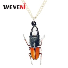 WEVENI-collar acrílico de escarabajo para mujer y niña, con dije de insectos, Gargantilla con cadena colgante, joyería, accesorios de Animal, regalo 2024 - compra barato