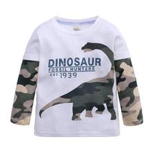 Kids 1-7 Y Cartoon Dinosaur Boys Long Sleeve Tshirt Spring Boy T Shirts for Children Kids Full Length Clothing Cotton Top 2024 - buy cheap