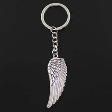 Fashion Angel Wings 55x19mm Pendant 30mm Key Ring Metal Chain Silver Color Men Car Gift Souvenirs Keychain Dropshipping 2024 - buy cheap