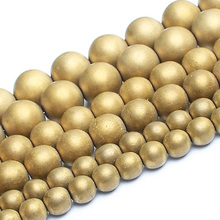 2-10mm Round Matte Frost Metallic Coated Plating Gold Hematite Stone Beads For Jewelry Making Beads 15'' Healing DIY Beads 2024 - buy cheap