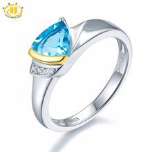 Женское кольцо с натуральным голубым топазом Hutang, обручальное кольцо с драгоценным камнем, желтое золото, 1,35 карат, подарок для женщин 2024 - купить недорого