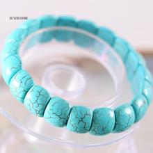 Free Shipping Stretch Handmade Women Jewelry Gift Natural Stone Beads Green Howlite Bangle Bracelet 8" 1Pcs RH596 2024 - buy cheap