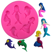 Delfín forma de sirena 3D fondant molde de silicona para pastel de grado de alimentos masilla chocolate, gelatina de pastelería de arcilla herramientas F0255 2024 - compra barato