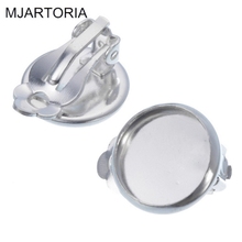 MJARTORIA 20PCs Fit 12mm Cabochon Earrings Setting Silver Plated Clip Earrings Cabochon DIY Fine Jewelry Findings Cabochon Base 2024 - buy cheap