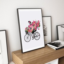 Wall Art Home Decoration Canvas Bike Fashion Girl Flower Nordic Style HD Prints Poster Painting for Living Room Modular Picture 2024 - buy cheap