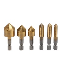 6 pcs Rebaixe HSS Chanfro 1/4 "Hex Shank 90 Graus Chamfering Cortador De Madeira 6mm-19mm 2024 - compre barato