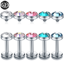 1PC Titanium Crystal Labret Monore Ring Lip Piercing CZ Gem Orelha Cartilage Ear Helix Stud Tragus Barbell Piercings Jewelry 16G 2024 - buy cheap