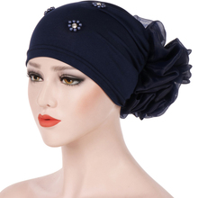 Chapéus ht2407 para mulheres, chapéu de quimioterapia com flor muçulmano, turbante, envoltório de cabeça, gorro, turbante da índia 2024 - compre barato