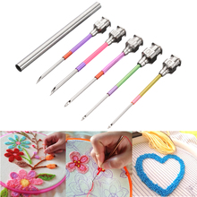 5pcs/set Metal Embroidery Stitching Punch Needle Handmade Needlepoint Kits Sewing Tool Set with Tube for DIY 2024 - buy cheap