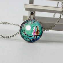 2019 new wholesale creative lonely moon cat crystal glass pendant necklace 2024 - buy cheap
