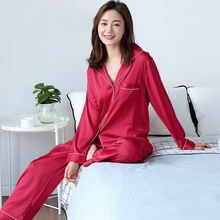 Autumn Ladies Sexy Pajamas Plus Size Long Sleeve Sleepwear Solid Rayon 2-piece Home Clothes Loungewear Women Pijama Sleep Set 2024 - buy cheap