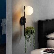 Nordic New Designer Retro Bedroom Glass Ball Plant Decoration LED Wall Lamp Bedside Restaurant Wall Light Fixtures Free Shipping 2024 - buy cheap