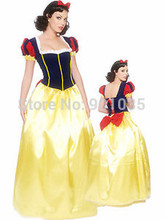 FREE SHIPPING Deluxe Snow White Adult Fairy Tale Long Fancy Dress Gown Costume 2024 - buy cheap