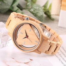 Unique Hollow Triangle Bamboo Wooden Watch Men Handmade Natural Adjustable Wood Quartz Creative Watch Male Novel Christmas Gifts 2024 - buy cheap