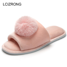 LCIZRONG Cute Pompom Home Women Slippers Fashion Indoor Bedroom Ladies Floor Shoes Winter Comfortable Warm Slippers 3 Colors 2024 - buy cheap