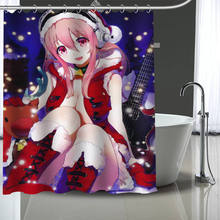 Cortina de ducha personalizada con ganchos de plástico, cortinas de baño de tela para decoración del hogar, anime, Navidad, imagen personalizada 2024 - compra barato