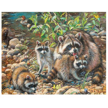 Diamond Embroidery Mosaic River Raccoons Animal Diamond Painting 5D Diy Full Square Picture Of Rhinestone Home Decor Gift 2024 - buy cheap