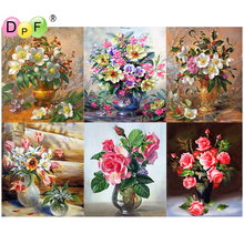 Dpf pintura diamante diy 5d cubo mágico ponto cruz arte artesanato flores redondo completo bordado mosaico decoração para casa presente 2024 - compre barato