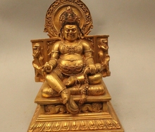 10" China Tibetan Buddhism Bronze Mouse Yellow Jambhala Wealth God Buddha Statue 2024 - buy cheap