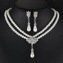 Luxury Brand Imitation Pearl Necklace Earrings Wedding Jewelry Sets Vintage Fashion Crystal Bridal Jewellery Set for Women 2T087 2024 - buy cheap