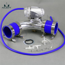 SQV выдувной клапан BOV IV 4 + 2,5 ''63 мм 90 градусов Фланцевая труба + синий силиконовый шланг в комплекте 2024 - купить недорого
