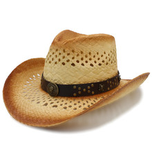 Sombrero de moda para hombre y mujer, Sombrero de Cowboy del oeste con banda de cuero Punk, caballero, playa, sol, Sombrero de vaquera, talla 58CM 2024 - compra barato
