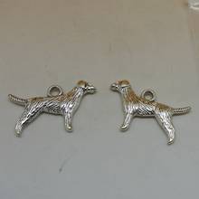 RONGQING 100Pcs/lot Antique Silver Cute Labrador Dog Charms 25x15mm Pendant Jewelry Accessories Animal Charms 2024 - buy cheap
