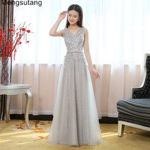 Женское вечернее платье, серое элегантное платье с v-образным вырезом, кружевное платье из тюля, облегающее длинное вечернее платье, 2019 2024 - купить недорого