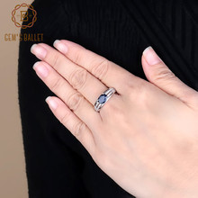 Gem's ballet 1.66ct anel oval com pedra preciosa de safira azul natural, prata esterlina 925 pura, anéis de banda de casamento para mulheres, joias finas 2024 - compre barato