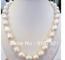 free shipping >>>>> 18"BIG RICE SHAPE 12-13MM WHITE REAL NATURAL PEARL NECKLACE AAA 2024 - buy cheap