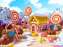 Виниловый фон для студийной фотосъемки с изображением мороженого облаков шоколада сада конфет бара 220 см x 150 см 2024 - купить недорого