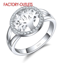 925 Sterling Silver Ring Fashion Jewelry Classic Style Tree Shape Cubic Zirconia Women Girls Party Engagement Wholesale 2024 - buy cheap