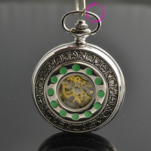 g Buyer Price Good Quality Old Retro Man Father Gift Antique Silver Green Dot Mechanical Pocket Watch Hour 2024 - buy cheap