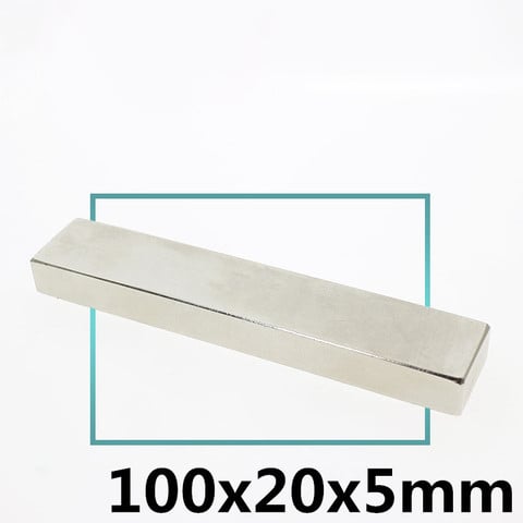 1PCS 100 x 20 x 5 mm Square Block Long Bar Super Strong Magnet Rare Earth Neodymium Permanent Magnets N35 Powerful 2022 - buy cheap