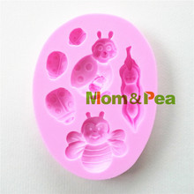 Mom&Pea 0850 Free Shipping Ladybird & Bee Shaped Silicone Press Mold Cake Decoration Fondant Cake 3D Mold Food Grade 2024 - buy cheap