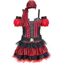 Vestido de pirata rojo para mujer, sexy, disfraces de halloween 2024 - compra barato