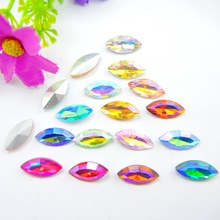 AB colors horse eye Navette Marquise shape glass Crystal strass pointback Glue on rhinestones beads handicraft phone cover diy 2024 - buy cheap