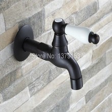 Negro oscuro aceite frotado Bronce Extra largo de baño montado en la pared Cocina Lavandería grifos para lavabo aav117 2024 - compra barato