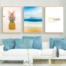 Nenhum quadro moderno espaço arte seascape abacaxi carta cópias da lona cartaz parede imagem decoração casa pintura para sala de estar 2024 - compre barato