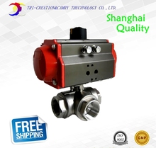 pneumatic valve,1" DN25 3 way 304,female stainless steel ball valve,double acting AT T port ball valve 2024 - buy cheap
