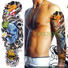 Waterproof Temporary Tattoo Sticker fish Lotus flower Skull full arm fake tatto body art flash tatoo sleeve for men women lady 2024 - buy cheap