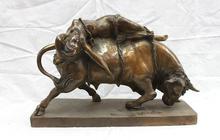 Western Bronze Copper Art statue belle Binding cattle bull OX Decor statuary 2024 - buy cheap