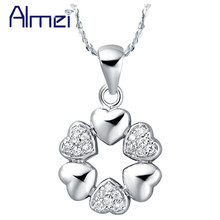 Almei collar corazón romántico Vintage joyería señora 2017 Mujer plata colgante bohemio diamantes de imitación accesorios moda regalo N580 2024 - compra barato