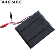 BUHESHUI 2.5W 5V Solar Cell Polycrystalline Solar Panel+Crocodile Clip For Charging 3.7V Battery Solar Charger 150*130MM 2024 - buy cheap