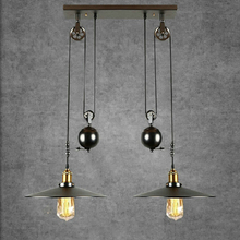 Loft Black Iron Pulley Pendant Light without Mirror Home Decoration Bar Kitchen Lamp E27 Edison Bulbs Lighting Fixtures 2024 - buy cheap