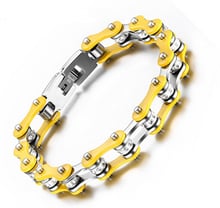 Yellow Stainless steel Women Men's Classic Motorcycle Biker chain bracelet Bangle 10mm 7'' 2024 - buy cheap