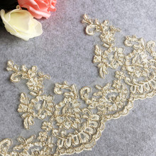 2-3 yards/lot Gold Lace Trime Fabric Flower  Applique  Sewing Craft for Wedding dress Princess dress accessories RS308 2024 - buy cheap