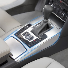 Decalque de aço inoxidável para console central, painel de mudança de marcha, decoração, acabamento 5 peças para audi a6 c6 2005-2011, cor prata 2024 - compre barato